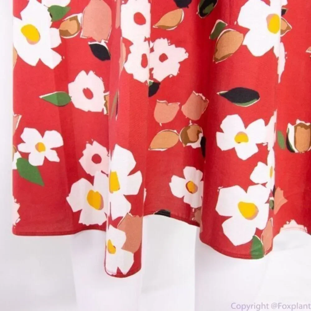 NWT‎ kate spade botanical garden cotton midi skirt, Red and white